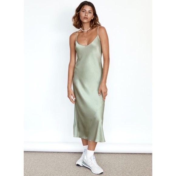 Aritzia Dresses & Skirts - Aritzia Wilfred Only Slit Slip Dress Sage Green